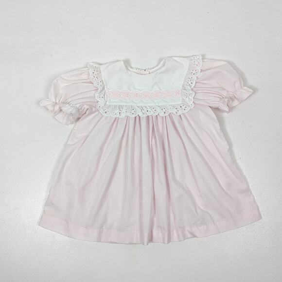 Vintage Bryan Dress Girls Size 24m Pink Frilly Bib Collar - Picture 1 of 5